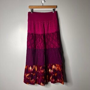 Vintage NY & Co Patchwork‎ Tiered Maxi Skirt Women's Small Hippie Peasant Gypsy